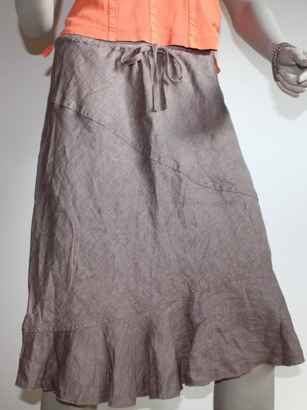 Western Brown Linen Skirt